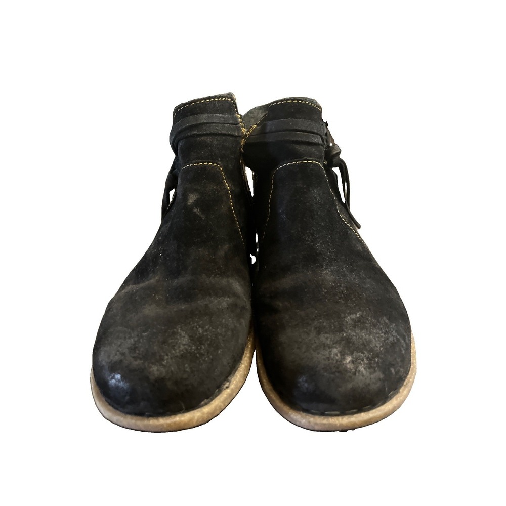 Born Booties Women 8 Black Suede Miki Distressed Leather Ankle Boots Handcrafted - Picture 2 of 8